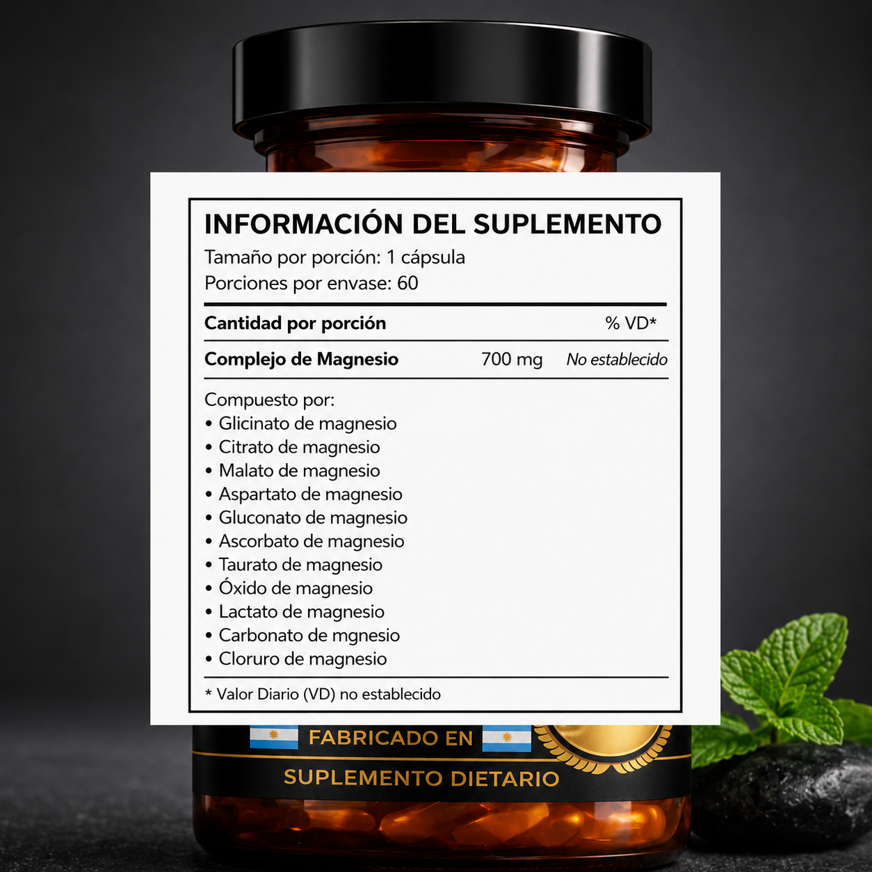 60 CÁPSULAS EXTRAS - Complejo De Magnesio